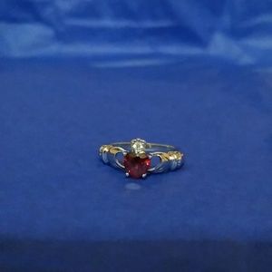 Red Claddagh Engagement Ring Size 7